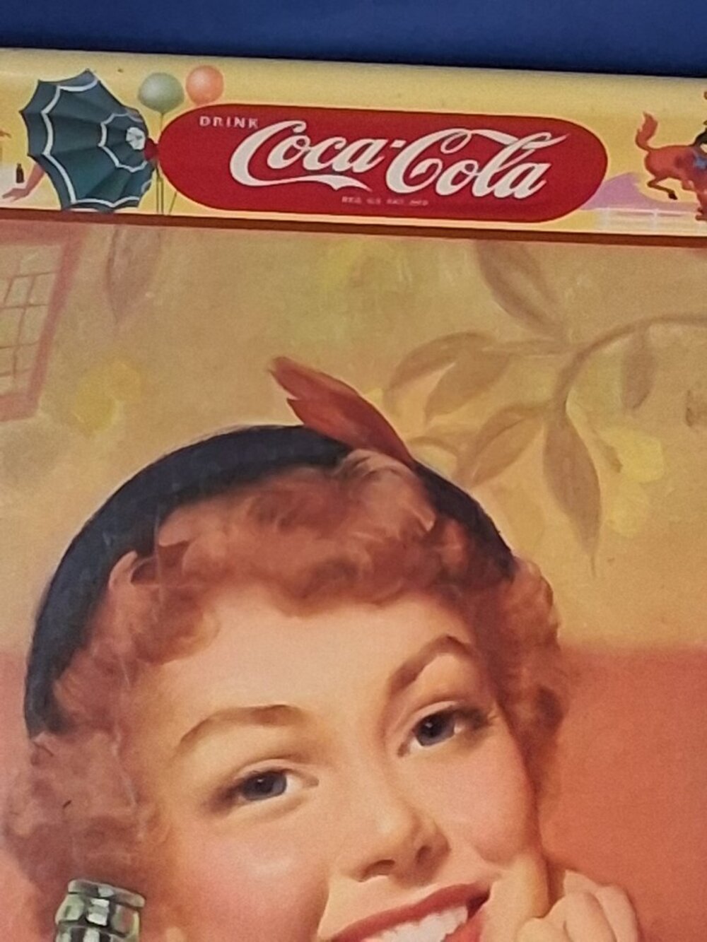 Vintage 1953 Coca-Cola Menu Girl Metal Serving Tray Thirst Knows No Season - Picture 6 of 11